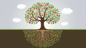 شجرة تمثل تحليل العملاء وتأثيره على جوانب التسويق الاستراتيجي المختلفة