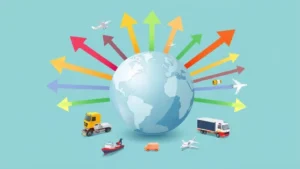 صورة توضيحية شاملة لمفهوم التسويق الدولي تُظهر الترابط العالمي للأسواق.