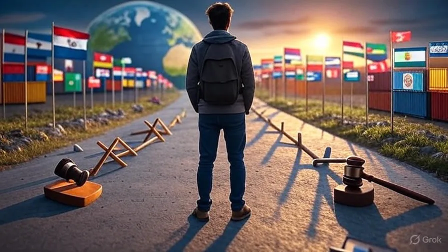 3 أيقونات تمثل تحديات بحوث التسويق الدولية: حواجز ثقافية، قيود قانونية، صعوبة الوصول للبيانات، وتحديات لوجستية.